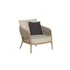 Sofá de Exterior Nórdico Teak Mesa de Centro de Rattan para Pátio Combinação Cadeira de Rattan para Varanda Jardim de Villa Exterior Móveis à Prova d'Água