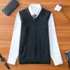 Colete de Tricô Gola V Liso para Homens, Novo Colete da Moda Outono e Inverno para Jovens e Meia-Idade, Tricô Casual de Negócios