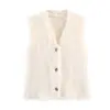 Comercio Exterior Transfronterizo Ropa de Mujer Otoño e Invierno 2025 Estilo Europeo y Americano Cuello en V Sin Mangas de un Solo Botón Chaleco Largo de Lana con un Toque de Alta Gama Ins