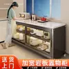Nuevo estante de almacenamiento de cocina para uso doméstico, gabinete de almacenamiento a prueba de polvo de pie integrado, aparador multifuncional con puerta corrediza y panel de roca