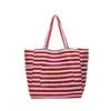 Bolsa de Lona Rayada, Estilo Perezoso de Doble Cara, Bolso de Hombro de Gran Capacidad, Bolso Casual, Exportación