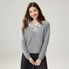 Indústria Pesada Renda de Pena Flor Tricô de Caxemira Feminino Manga Longa Gola V Suéter Pulôver Camada Base Outono Fabricante