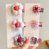 Presilhas de Cabelo Fofas para Bebês Que Não Danificam o Cabelo, Presilhas Xadrez Bordadas com Cerejas Estilosas para Crianças, Presilhas de Cabelo para Meninas para Franja e Acessórios de Cabelo