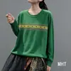 Suéter de Tricô Gola Redonda Feminino 2026 Outono Novo Estilo Coreano Solto Casual Jacquard Algodão Pulôver Suéter Simples MMHT