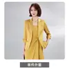 Blazer Feminino para Primavera e Verão com Mangas Médias, Conjunto Profissional, Estilo Fino, Saia Elegante de Acetato, Conjunto Feminino Estilo Francês