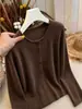 Cárdigan de Punto Simple Estilo Coreano Cuello Redondo Botones para Mujer Otoño 2026 Nuevo Manga Larga Versátil Moda Top Calado