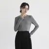 Camiseta Base de Cuello Redondo de Modal 2026 para Mujer Otoño Manga Larga Moda Transpirable Versátil Ajustada Camiseta Base Interior Top