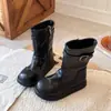 Botas de cano médio da moda para meninas mais velhas, coleção outono 2026, botas individuais, botas de couro estilo princesa, botas de menina, botas infantis BMW