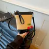 Shuai Mijia 2026 Nova Bolsa Quadrada Pequena para Mulheres, Bolsa Saco de Palha e Couro, Bolsa Transversal de Nicho, Bolsa de Ombro para Celular