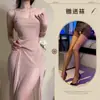 Aishang You Xing Qing Qu Lingerie Vestido Longo de Renda com Tiras Transparente Tentação Fenda Conjunto Pijama Transparente 958