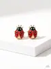 Brincos de Joaninha de Sete Estrelas Fofos Moda Transfronteiriça Besouro Vermelho com Gotejamento de Óleo Design Personalizado Brincos Versáteis Tendência para Mulheres