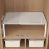 Prateleira Retrátil para Armário de Roupas, Armazenamento em Camadas, Rack de Armazenamento, Armário para Roupas, Otimização de Espaço, Divisória Extraível para Armário