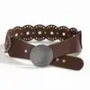 Cinto de Cowboy Ocidental Transfronteiriço Personalizado de Alta Qualidade com Rebites Redondos Costurados Cinto de Moda Retrô Atacado Feminino