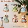 Conjunto Plano 2D de 6 Peças de Anjo Sino Vintage Menina Clássica Árvore de Natal Decoração de Casa Escritório Enfeites Pendentes