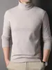 Moletom masculino de outono e inverno, gola alta, cor sólida, elástico, secagem rápida, manga longa, solto e quente, para esportes e uso casual, marca da moda