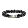Novo bracelete hexagonal turquesa fosco com contas, pulseira de contas de halteres da moda, corda elástica, pulseira de liga metálica de vários tamanhos