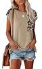 Camiseta informal con cuello redondo, costuras explosivas, estampado de leopardo, bolsillo y mangas en los hombros, para mujer, comercio exterior europeo y americano 2022
