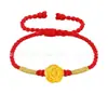Pulsera de Oro Puro 999 con Cuentas de la Suerte, Hilo Rojo para el Año de Nacimiento, Mes Completo del Bebé, Adulto, Ceremonia de Apertura, Joyería de Oro, Regalo Casual