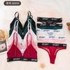 Conjunto de Sutiã Push-up de Renda Sexy Transfronteiriço para Mulheres Desejo Puro Sem Aro Costas Bonitas Camisola Conjunto de Lingerie Sexy