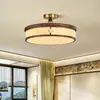 EYPHI/ Nueva Luz de Techo para Sala de Estar Estilo Chino Madera de Nogal Negro Norteamericano Dormitorio Retro Estudio Protección Ocular Techo