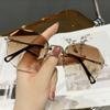 Gafas de Sol Sin Marco Mismo Estilo Transmisión en Vivo Versátiles para Mujer Gafas Elegantes con Recorte poligonal Gafas de Sol para Viaje Gafas de Sol de Moda