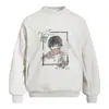 Moletom com Capuz Redondo Solto Grafite de Personagem Criativo Masculino Primavera e Outono Casual High Street Marca Tendência Versátil Top Esportivo
