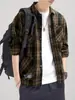 Camisa a Cuadros de Manga Larga de Algodón Puro Estilo Retro Americano para Hombre, Holgada, Versátil, Primavera, Camisa Casual, Sentido del Diseño, Marca de Moda, Ropa de Abrigo