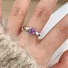 Librito Rojo Explosiones Nueve Anillo de Fuego Púrpura Hada Zixia Femenina Gema Amor Púrpura Super Flash Delicado Anillo de Corazón