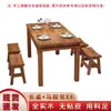 Mesa de Jantar de Madeira Maciça, Mesa e Cadeiras de Jantar Comerciais, Mesa e Cadeiras para Restaurante de Hot Pot e Loja de Macarrão, Mesa de Jantar para Cantina de Fast Food, Mesa de Jantar Carbonizada
