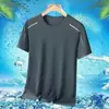 Camiseta de Malla de Manga Corta para Hombre, Venta Directa Transfronteriza, Estilo Delgado de Secado Rápido de Seda de Hielo para Verano, Camiseta de Media Manga Barata, Fresca y Transpirable