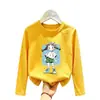Camiseta de manga comprida para meninas, algodão puro, para usar na primavera e no outono, novo modelo 2026, blusa para meninas, camiseta, camiseta base para camada interna infantil