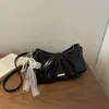 2026 Bolso Nube Plisado Brillante Nuevo Adorno Colgante de Encaje con Perlas y Lazo Bolso Pequeño de Hombro Cruzado para Chicas Debajo del Brazo