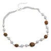 Nuevo Collar de Piedra Ojo de Tigre Nicho Lujo Ligero Gama Alta Cadena para Clavícula Moda Temperamento Personalidad Apilable Accesorio Versátil