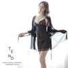 Night Tingxiang Lingerie sexy estilo europeu e americano tamanho grande conjunto de três peças sexy renda renda conjunto saia de tule 040