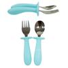 Venta Caliente Transfronteriza Comida para Bebés Lista para Usar Grado Alimenticio Diseño Anti-Atragantamiento Acero Inoxidable Portátil Juego de Tenedor y Cuchara de Entrenamiento para Alimentos Complementarios