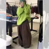 Suéter felpudo verde estilo coreano para mulheres, clareador de pele, nova coleção outono 2026, caimento solto e relaxado, top de tricô macio e confortável