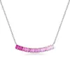Estilo Minimalista de Luxo Leve Coreano e Japonês Colar de Corindo Rosa Colar de Prata S925 de Temperamento Nicho Corrente para Clavícula Colar em Camadas