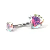Clavo de Ombligo de Aleación de Titanio F136 de Cuatro Garras Incrustado con Circonita 5A Anillo de Ombligo en Forma de Corazón Espiral Interno Venta Directa de Fábrica Punto Mayorista