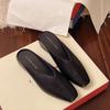 Sandalias Mary Jane plateadas para mujer, de verano, para llevar por fuera, estilo francés, tacón bajo, puntera cuadrada retro, que aumentan la altura, tipo pantufla vacía trasera