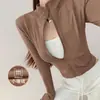 Transpirable Ajustado Secado Rápido Manga Larga para Mujer Delgado con Forro Polar Adelgazante para Correr Fitness Top Exterior Sensación de Alta Gama Ropa Deportiva para Yoga