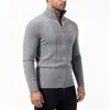 Cárdigan de Punto con Media Cremallera para Hombre Otoño Invierno Ajustado Rayas Verticales Abrigo Suéter Elástico Casual de Negocios