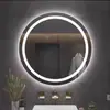 Espejo LED redondo para baño con pantalla táctil y luz, espejo de maquillaje inteligente colgante antivaho para baño del hogar
