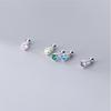Aretes de Plata Nalan S925 para Mujer Versión Japonesa y Coreana Simple Pequeño Fresco Geométrico Redondo Diamante Solitario Joyería para la Oreja M01106