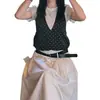 Conjunto Nuevo Estilo Coreano Primavera/Verano 2026: Camiseta Blanca Versátil, Top sin Mangas de Cuello Halter con Lunares, Conjunto de Tres Piezas con Falda de Corte A