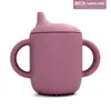 Copo de Silicone Popular para Bebês para Aprender a Beber, Copo com Bico, Copo Especial para Água Potável para Bebês e Crianças Pequenas, Antiderrapante, Copo de Beber Direto com Duas Alças e Tampa