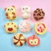 Simulación de tarjeta pequeña juego de comida divertido galletas DIY hecho a mano pegamento de crema pasador de pelo cordón zapatos flor resina accesorios lote