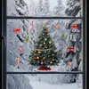 Búho de Santa Claus Navideño Luces de Colores Pegatina para Ventana Decoración del Hogar Pegatina Electrostática Visible por Ambos Lados