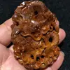 Fruta Marfil Marca Dragón Pieza de Mano Dragón Viaja por el Mundo Dragón del Zodiaco Ciprés Taihang Madera Maciza Tallado Marca Dragón Pieza de Juego Portátil