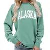 Sudadera Alaska con Estampado Sencillo y Cuello Redondo para Mujer Otoño e Invierno Suministro de Amazon Casual Holgada Exportación