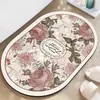 Alfombra de Piso Absorbente Antideslizante para Baño, Cocina, Puerta de Baño, Estampada con Flores de Amazon y Lodo de Diatomeas, Transfronteriza